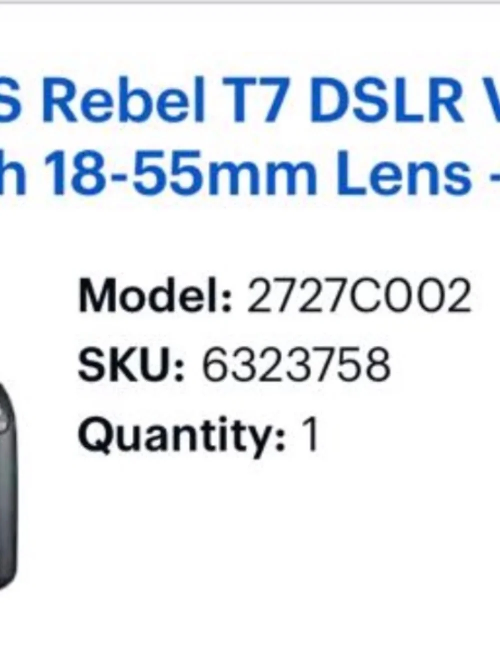 Canon - EOS Rebel T7 DSLR Video Camera with 18-55mm Lens - Black